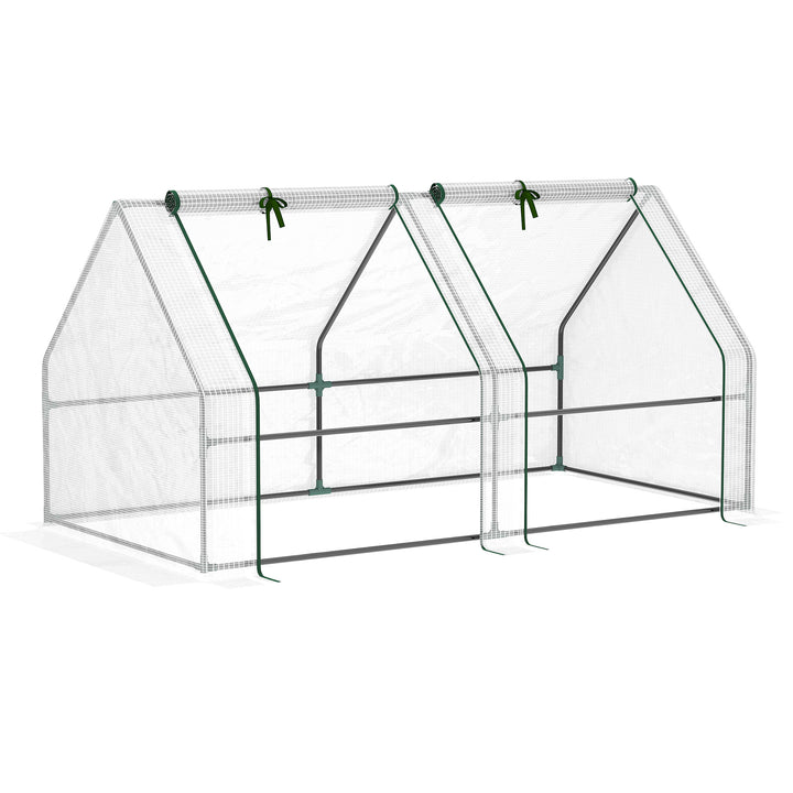 Outsunny 6' x 3' x 3' Portable Tunnel Greenhouse Outdoor Garden Mini with Large Zipper Doors & Water/UV PE Cover White