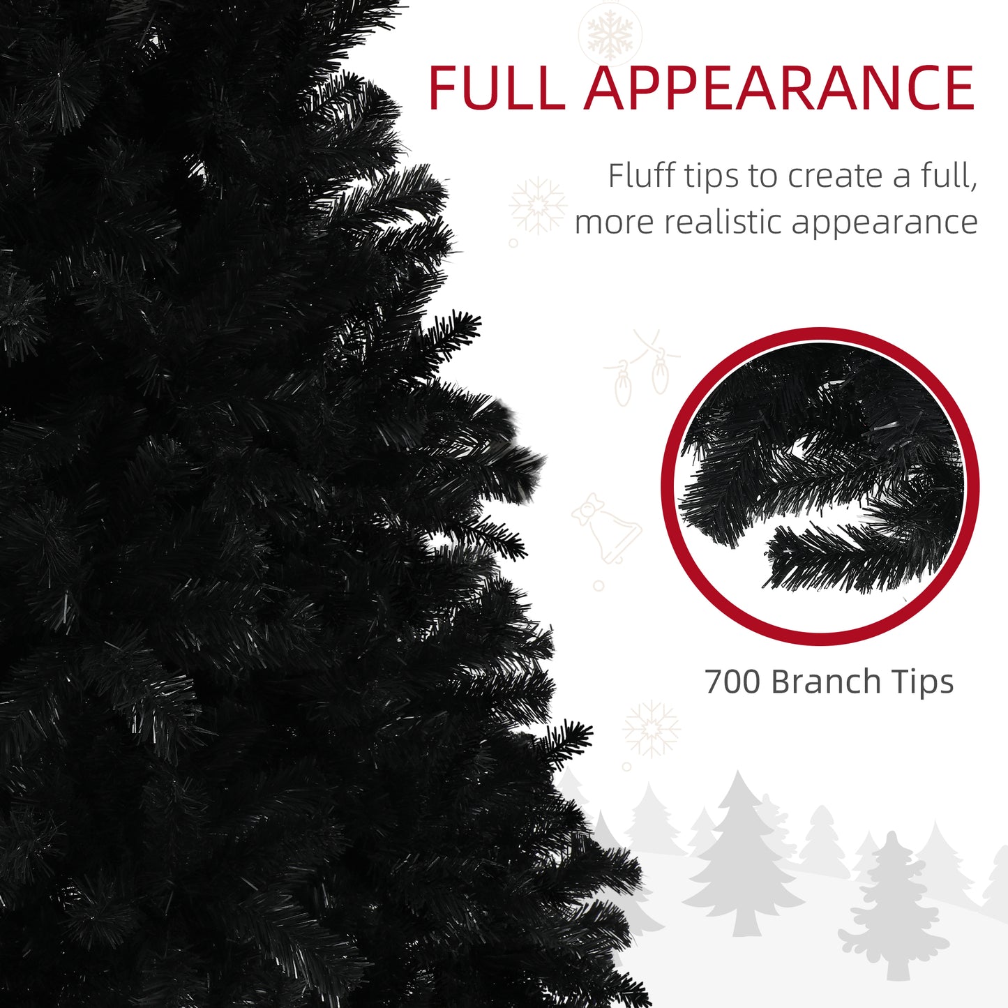 HOMCOM 7.5ft Artificial Christmas Trees with Auto Open and Steel Base, Black