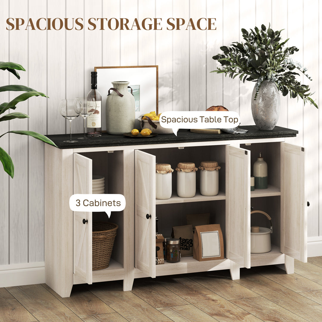 HOMCOM Rustic Sideboard, Buffet Cabinet with Adjustable Shelves for Living Room, Dining Room, Entryway, White Wood Grain