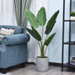 Outsunny 4FT Artificial Bird of Paradise Plant, Fake Tropical Palm Plant with 7 Banana Leaves in Pot, Faux Plant for Indoor , Green