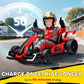 Aosom 24V Electric Go Kart, Battery Powered Kids Drift Kart with Adjustable Seat, Seat Belt, Horn, Music, Light, White