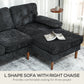 HOMCOM Modern Corner Couch with Right Chaise Lounge, Tufted 3-Seater Sofa with Wooden Legs for Living Room, Black