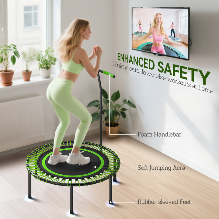 Soozier 45" Rebounder Trampoline for Adults, Mini Fitness Trampoline Bungee Rebounder with 5-Level Adjustable Handle