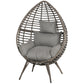 Outsunny Wicker Egg Chair with Trapezoidal Cushion 352lbs Capacity Rattan Egg Chair for Backyard Garden Coffee Brown