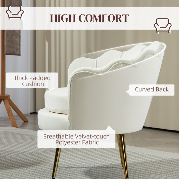 HOMCOM Modern Accent Chair, Velvet-Touch Fabric Leisure Club Chair with Gold Metal Legs for Bedroom, Yellow