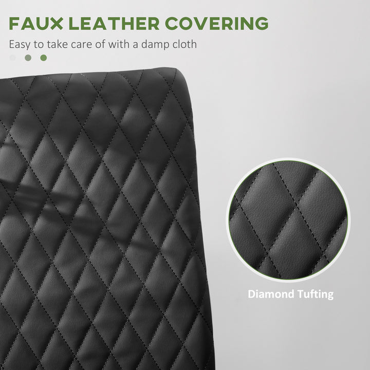 HOMCOM Kitchen Chairs Set of 4, Dining Chairs w/ Faux Leather Upholstery and Steel Legs for Living Room, Dining Room, Grey