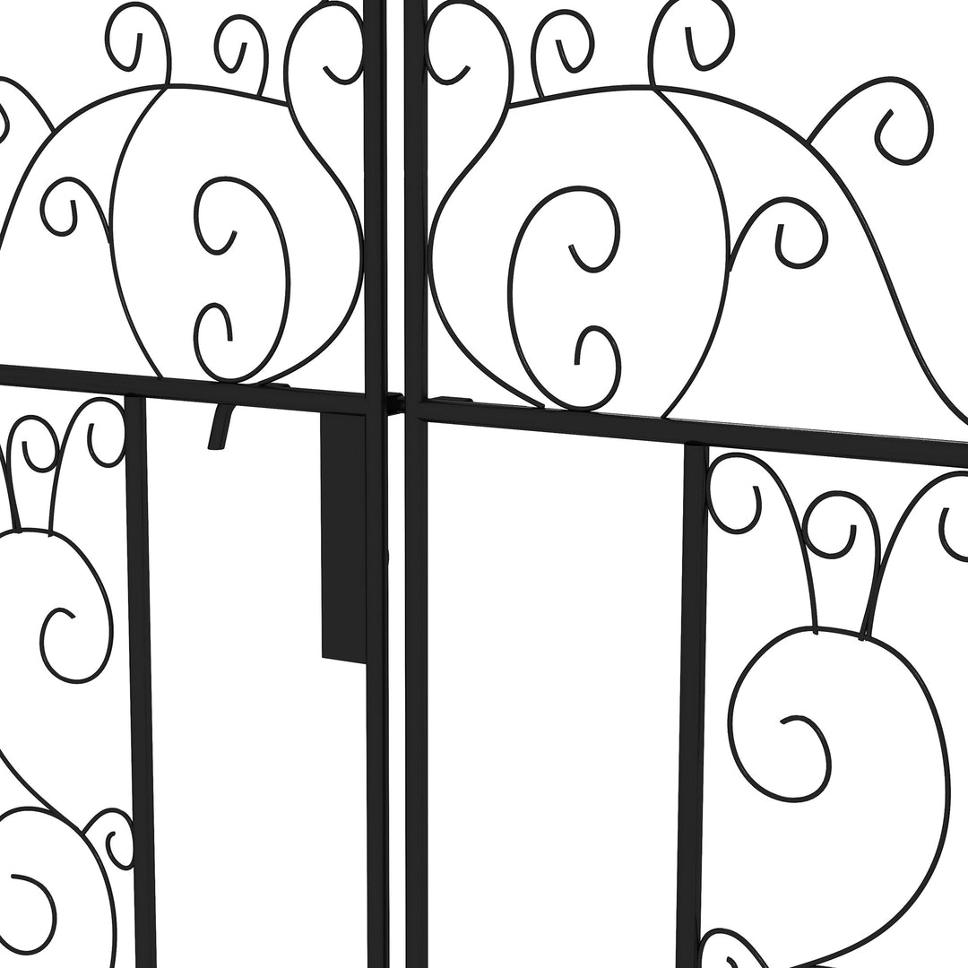 Outsunny Metal Garden Arch with Gate, Garden Arbor Trellis for Climbing Plants, Roses, Vines, Wedding Arch, Black