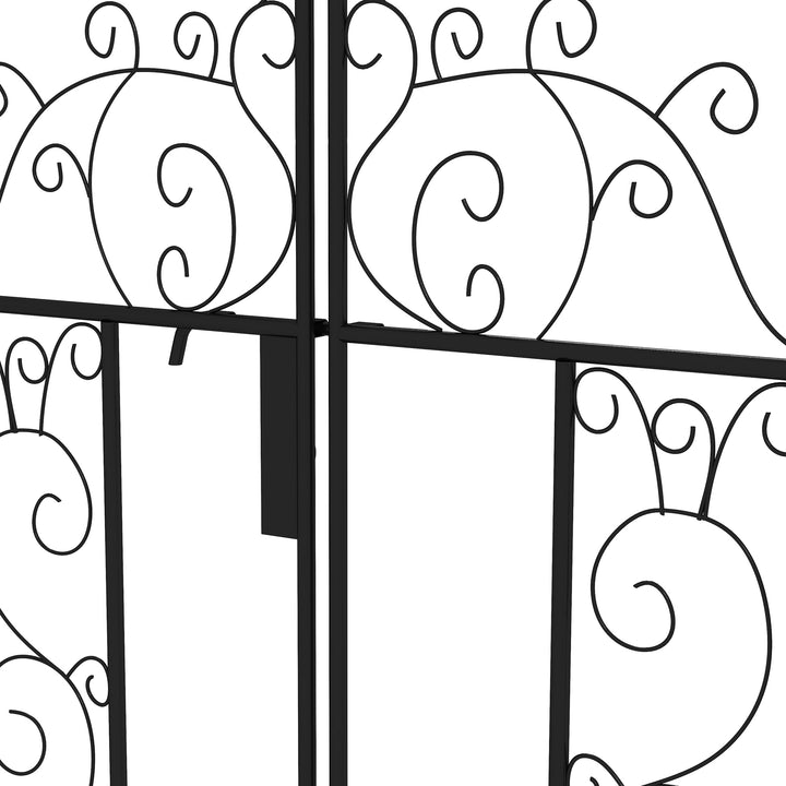 Outsunny Metal Garden Arch with Gate, Garden Arbor Trellis for Climbing Plants, Roses, Vines, Wedding Arch, Black