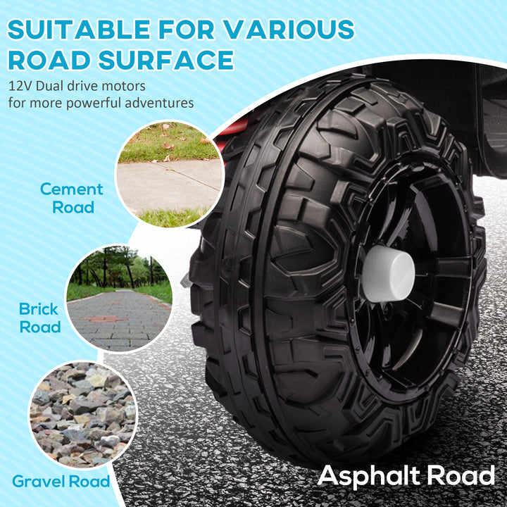 Qaba 12V Kids ATV with Four Wheels Spring Suspension, Forward & Backward, LED Light, MP3, Music, Blue