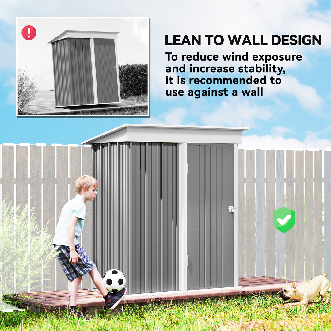 Outsunny Outdoor Storage Shed, Steel Lean-to Shed with Adjustable Shelf, Lock, Gloves, 5'x3'x6', Green
