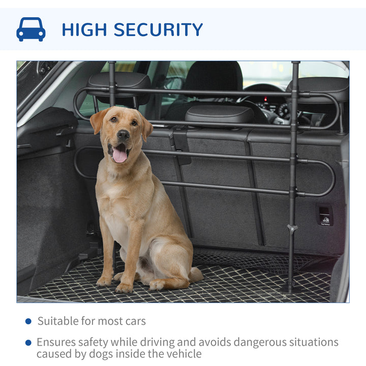 PawHut Adjustable Pet Car Barrier for SUVs, Vehicles, Vans, Back Seat Dog Fence Guard for Safety Car Travel, Black