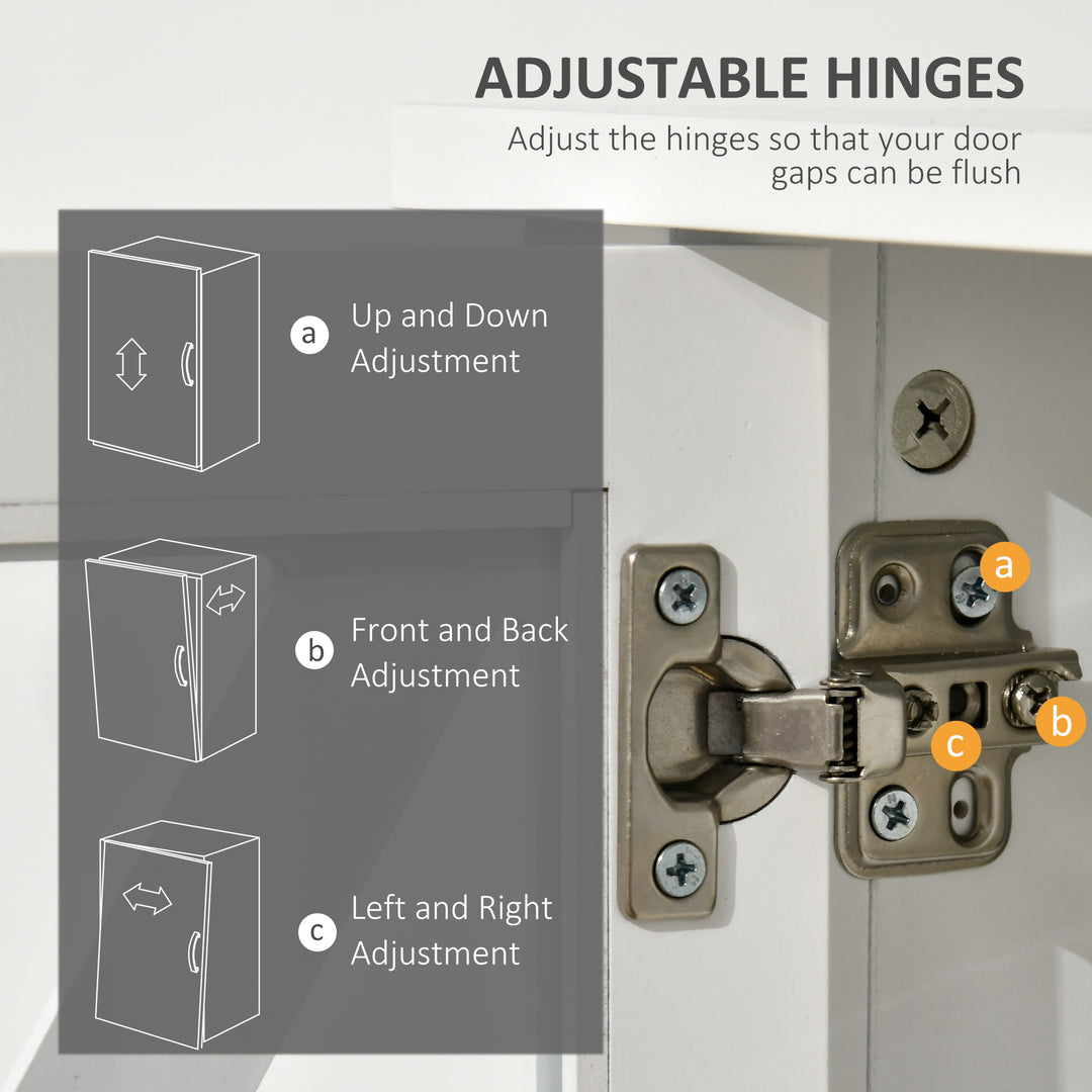 HOMCOM Modern Sideboard, Glass Door Buffet Cabinet with Storage Drawers and Adjustable Shelves, Console Table for Living Room, Kitchen, Entryway, White