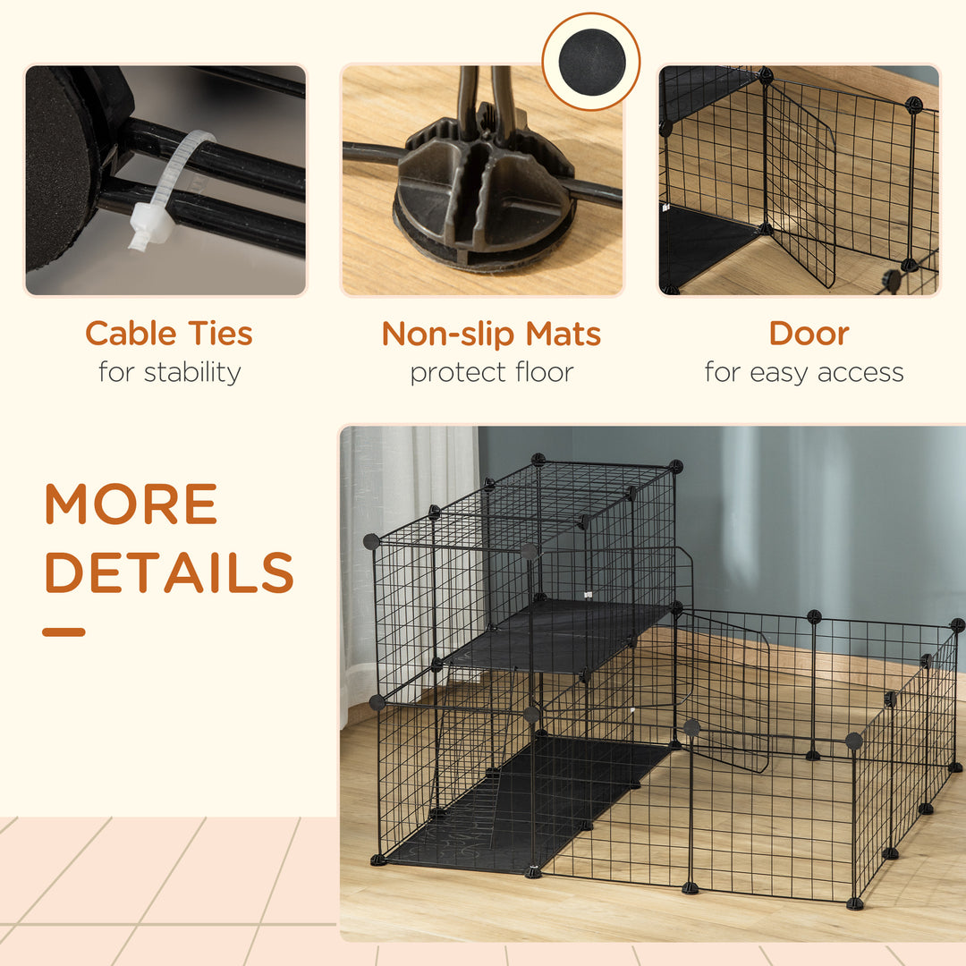 PawHut Small Animal Cage Rabbit Cage with Door, Guinea Pig Playpen, Small Animal Fence for Bunny, Chinchilla, Freret, Chinchilla, Indoor and Outdoor Use, Total 31 Panels, 41.3" x 41.3" x 27.6"