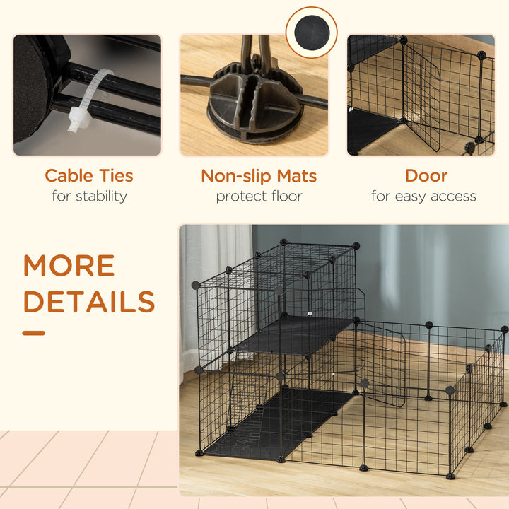 PawHut Small Animal Cage Rabbit Cage with Door, Guinea Pig Playpen, Small Animal Fence for Bunny, Chinchilla, Freret, Chinchilla, Indoor and Outdoor Use, Total 31 Panels, 41.3" x 41.3" x 27.6"