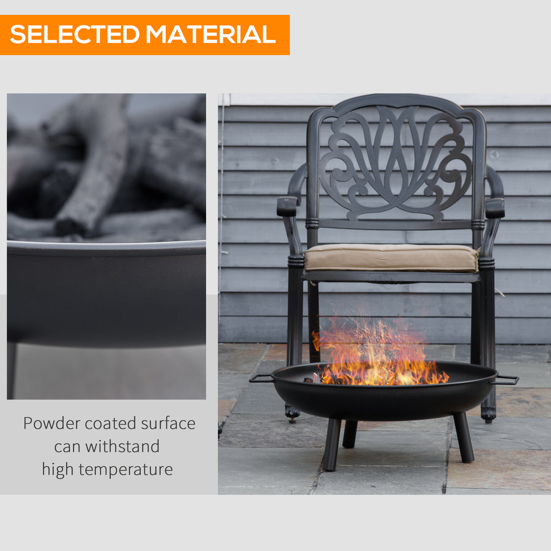 Outsunny 23" Round Outdoor Fire Pit, Portable Firepit Fireplace with Support Legs for Garden, Patio, Camping, Bonfire, Black