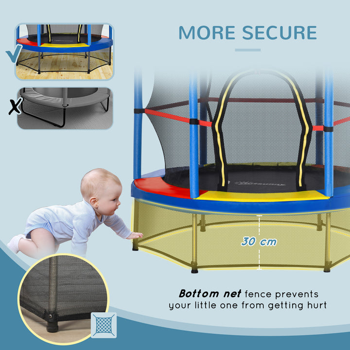 Outsunny 55" Kids Trampoline with Enclosure Net for Indoor/Outdoor, Trampoline for Boys and Girls Age 3-6 Years, Blue