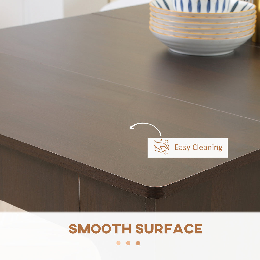 HOMCOM Extendable Dining Table, Expandable Kitchen Table for Small Spaces, Seats up to 6 People, Dark Brown