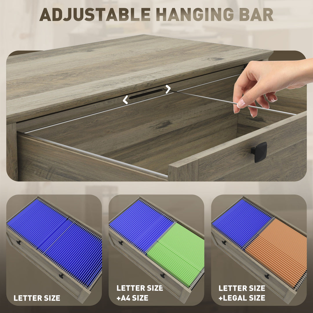 HOMCOM 2 Drawer File Cabinet, Lockable Filing Cabinet with Adjustable Hanging Bar for Letter, A4 and Legal Size, White