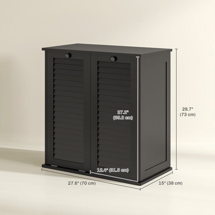 HOMCOM Tilt Out Laundry Cabinet, Laundry Basket Cabinet with 2 Baskets and 2 Louvered Doors, White