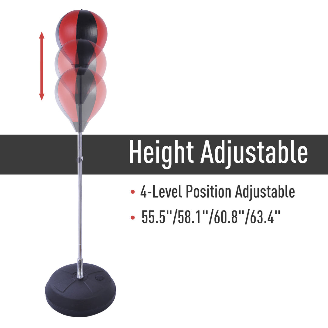 Soozier Adjustable Kids Training Boxing Punching Ball Bag Freestanding Portable Relieves Stress with Gloves