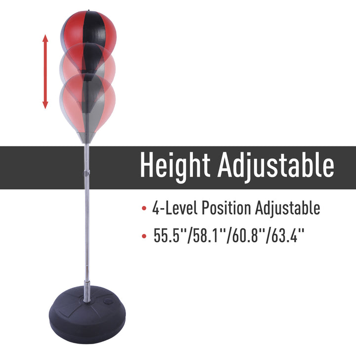 Soozier Adjustable Kids Training Boxing Punching Ball Bag Freestanding Portable Relieves Stress with Gloves