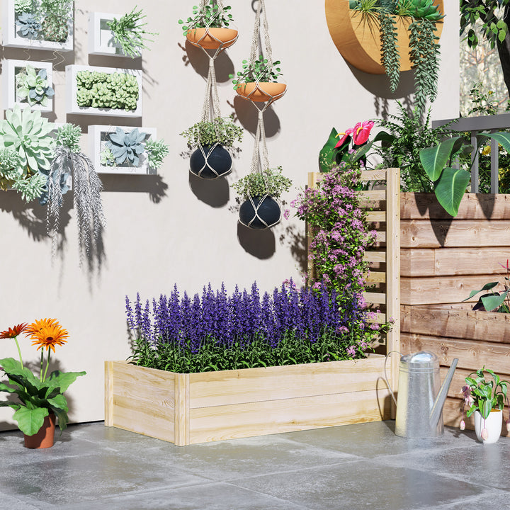 Outsunny Wood Planter Box with Trellis for Climbing Plants, Raised Garden Bed for Outdoor Flowers Herbs, 91"x24"x43", Natural