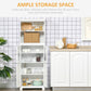 HOMCOM 63" Small Buffet with Hutch, 4-Door Kitchen Pantry, Freestanding Storage Cabinet with Adjustable Shelf for Dining Room, Living Room, White
