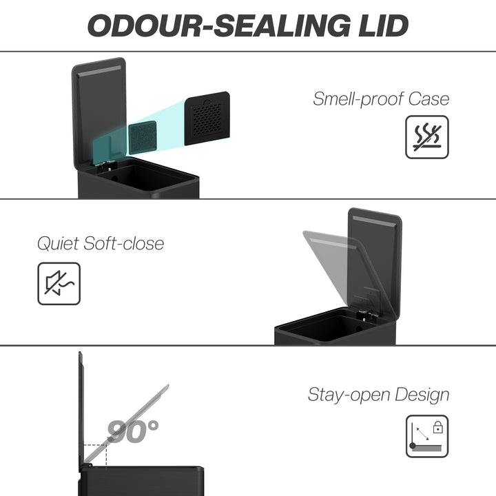 HOMCOM 5.3 Gallon Stainless Steel Kitchen Garbage Can with Soft-close Lid, Foot Pedal, Fingerprint-Proof, Silver