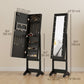 HOMCOM Free Standing Armoire Organizer, Lighted Mirrored Jewelry Cabinet w/ Angle Adjustable & 16 LED Lights Warm White