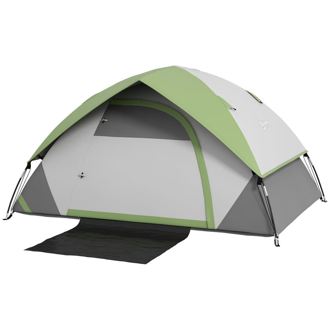 Outsunny 3000mm Waterproof Camping Tent for 2 Man, with Sewn-in Groundsheet and Carry Bag, Grey and Green