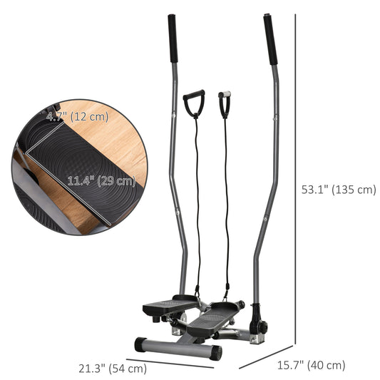Soozier Twist Stair Stepper Exercise Machine with Rocking Handlebars, Cardio Climber Exercise Equipment with Hydraulic Resistance, LCD Display for Home Workout Exercise, Silver
