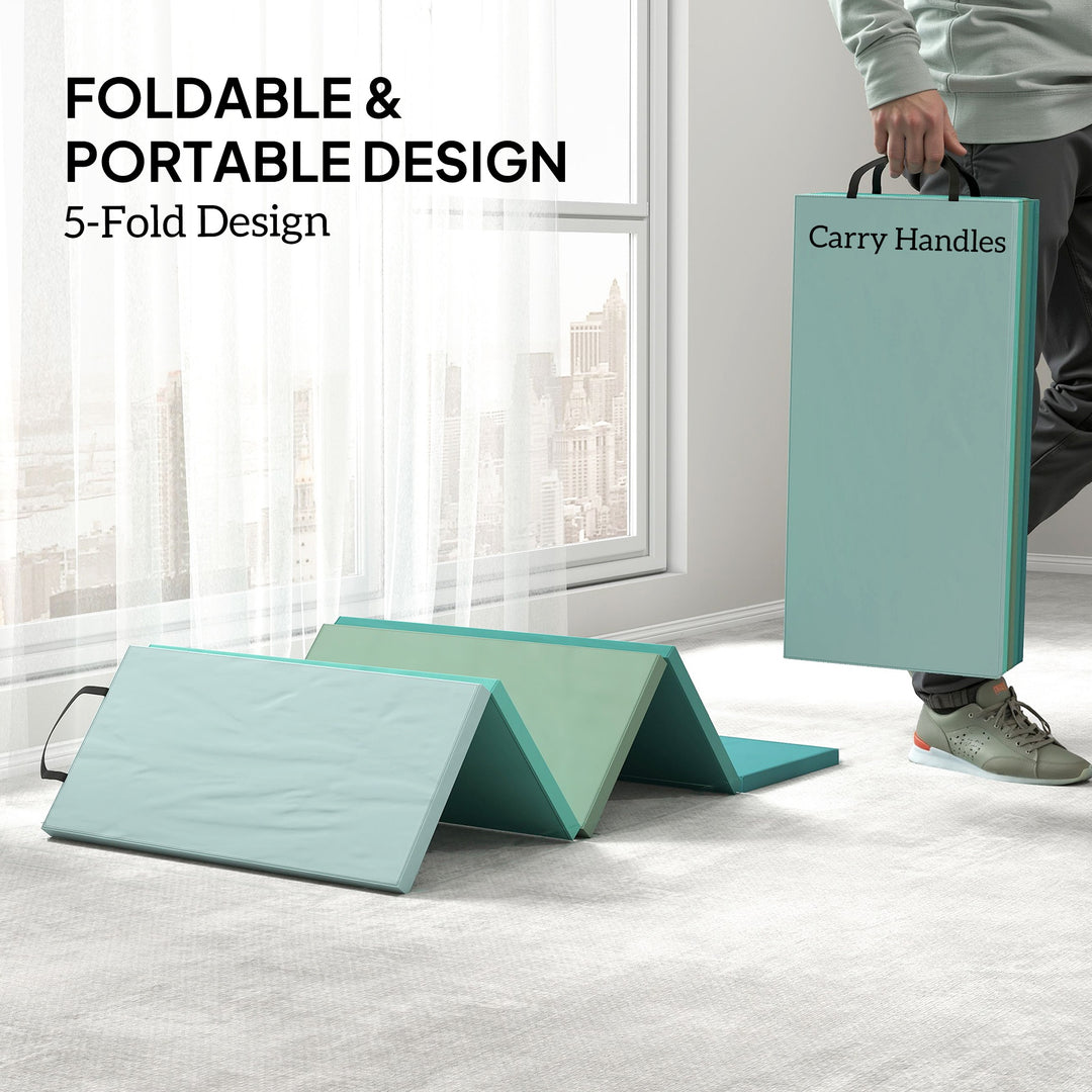 Soozier 6ft Folding Gymnastics Mat, Thick Exercise Mat with Carry Handles for Yoga Aerobics Fitness Training, Mixed Colour