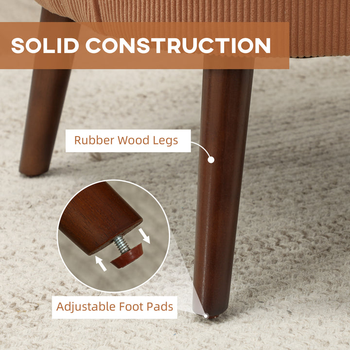 HOMCOM Modern Accent Chair, Upholstered Armchair with Solid Wood Legs and Lumbar Pillow for Living Room, Orange