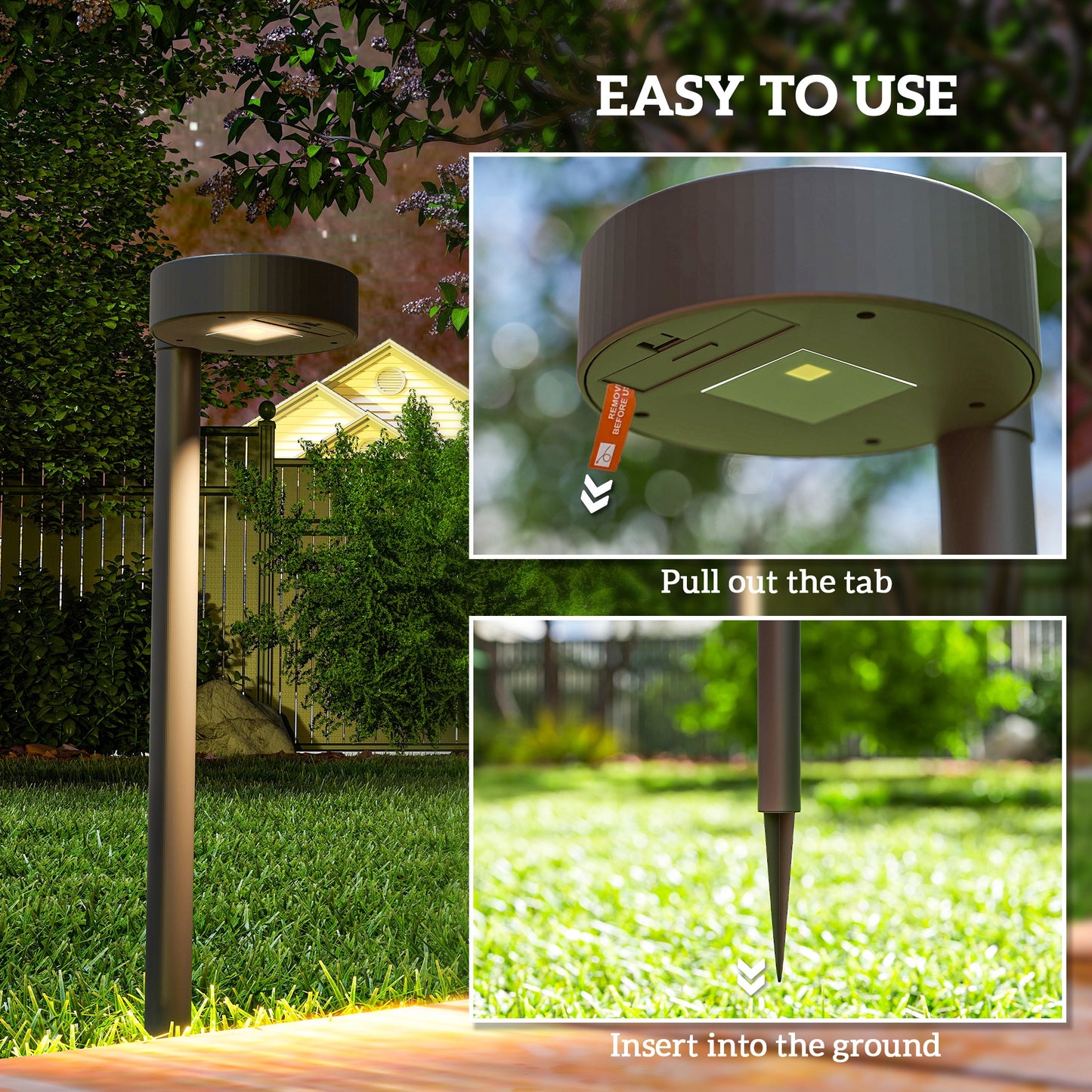 Outsunny 8 Pack Solar Garden Lights Outdoor Auto On/Off Solar Pathway Lights, IP44 for Driveway, Walkway, Yard Landscape Lighting