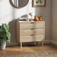 HOMCOM Bedroom Chest of Drawers, 3 Drawer Dresser with Fluted Panels and Solid Wood Legs, Storage Cabinet for Living Room, Oak
