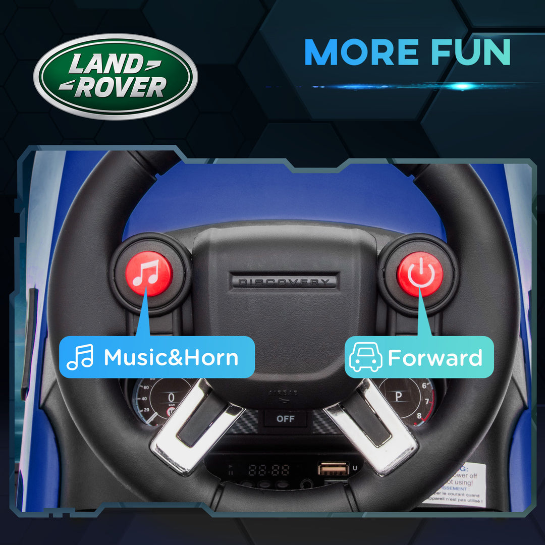 Qaba 2 in 1 6V Land Rover Licensed Electric Car for Kids, Sliding Car with Music Horn Headlights, for 18-60 Months White