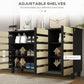 HOMCOM Shoe Cabinet with 3 Slatted Doors, 3-tier Shelving Rack Cabinet with Adjustable Shelves for 15 Pairs of Shoes, Black