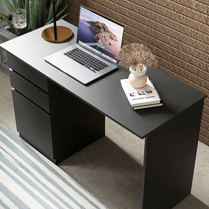 HOMCOM Computer Desk with Storage, PC Table with Drawers and Cabinet for Home Office, Study Room, Black