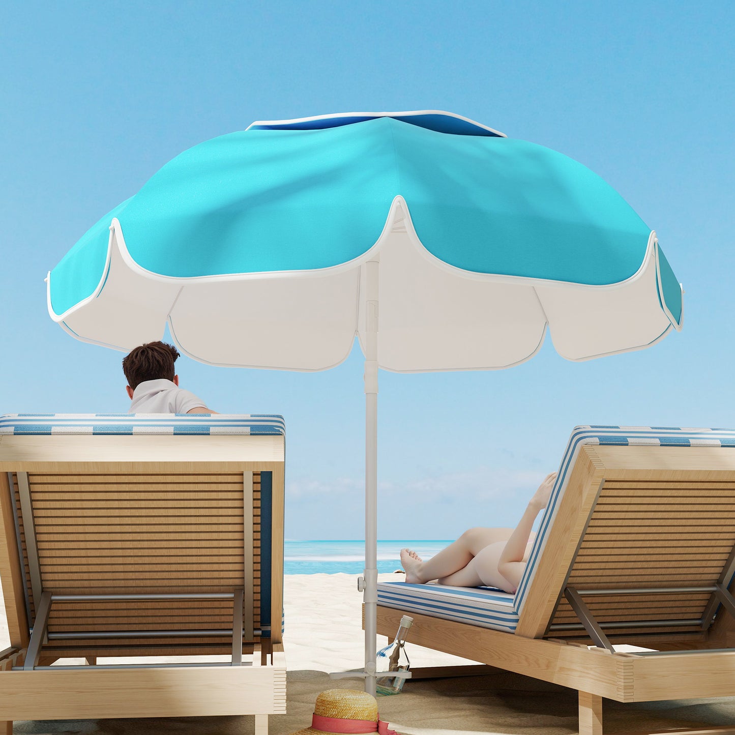 Outsunny 6 ft Beach Umbrella Portable with Sand Anchor, Carry Bag, Adjustable Height & Tilt, UPF50+ UV Protection, Grey