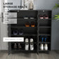 HOMCOM Shoe Cabinet, 21 Pair Shoe Storage Cabinet Organizer with 5-tier Double Door Cupboard and 5-tier Open Shelves, Black