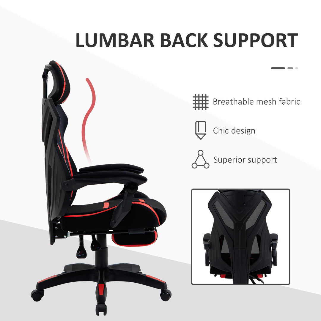 Vinsetto Gaming Chair, Ergonomic Computer Chair with Footrest, Headrest, Recliner Swivel Seat with Adjustable Height, Black