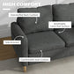 HOMCOM 56" 2 Seat Sofa, Modern Love Seats Furniture, Upholstered 2 Seater Couch with Side Pockets, Solid Steel Frame, White