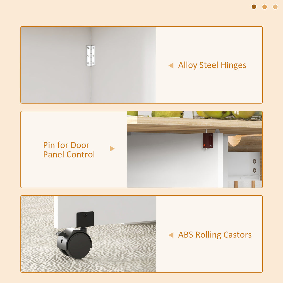 HOMCOM Folding Dining Table, Space Saving Drop Leaf Table with Drawer and Storage Shelves for Kitchen, Dining Room, Oak