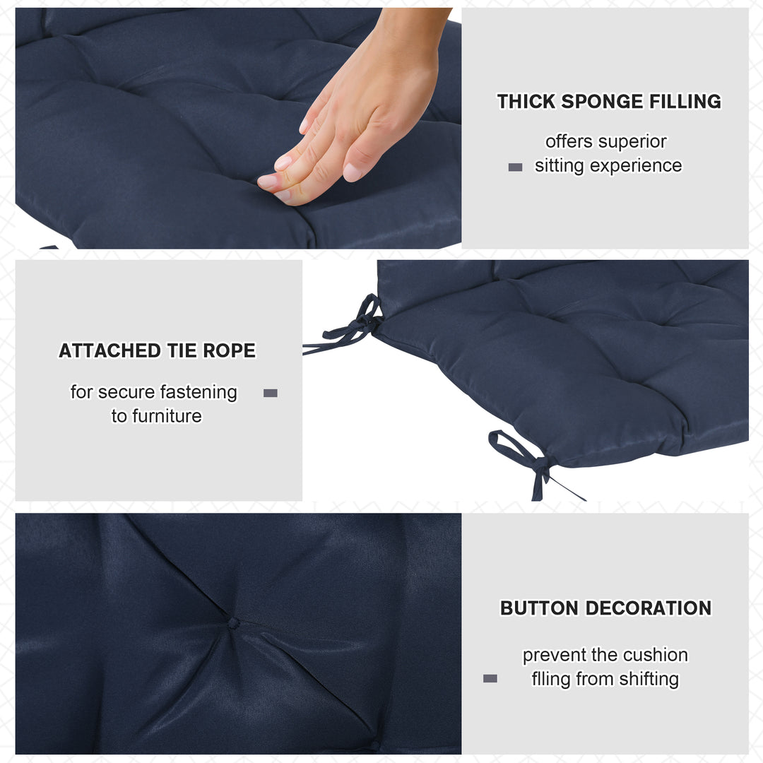 Outsunny Patio Chair Cushions Set of 2, 39" x 20" x 3" Outdoor Tufted Cushion Set with Ties for Indoor Outdoor Garden Furniture, Dark Grey