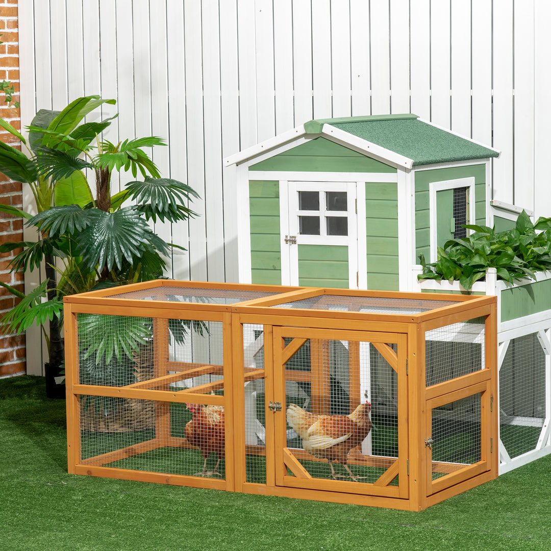 PawHut 55" Wooden Chicken Coop Extension Outdoor with Roosting Bars, Combinable Design, Orange