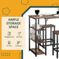 HOMCOM Industrial Dining Table Set for 2, Bar Table and Stools Set, Counter Height Kitchen Table with Chairs with Storage Shelf, Rustic Brown