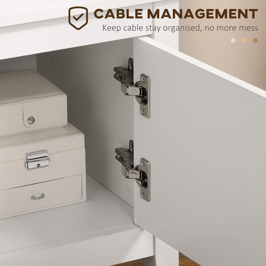 HOMCOM Modern TV Stand for TVs up to 55", TV Bench with Storage Cupboards and Shelves, 47.2" x 16.7" x 19.7", White