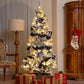HOMCOM 5ft Prelit Artificial Christmas Tree with Blue Ornaments, Flocked Christmas Tree with LED Lights for Holiday