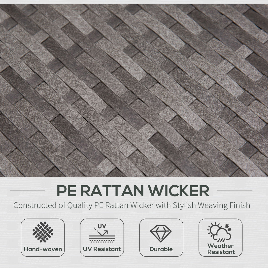 Outsunny 3 Piece Wicker Patio Furniture Set Outdoor Sofa Set with Glass Tabletop, Cushions Metal Frame for Balcony, Patio, Grey